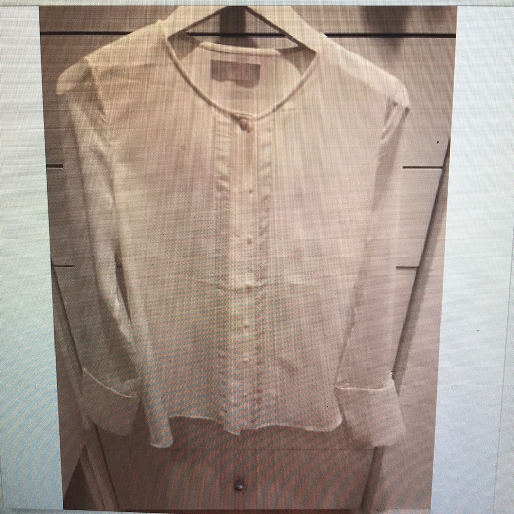 Sheer Long sleeve white button down blouse Sz 2